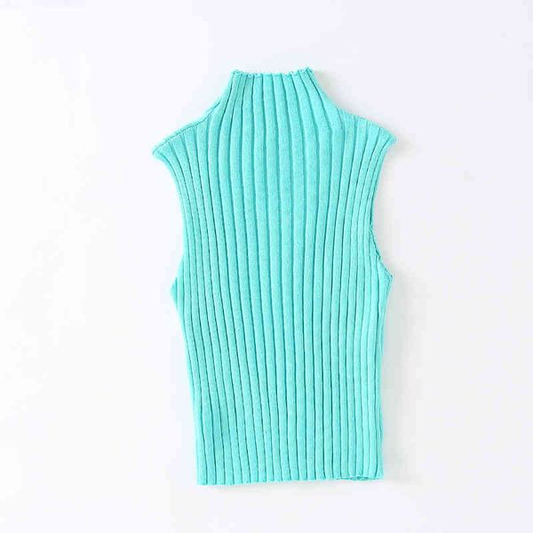 

sweaters summer dress new fashion high collar sleeveless temperamental solid color tight show slim body bottom knit vest, White;black