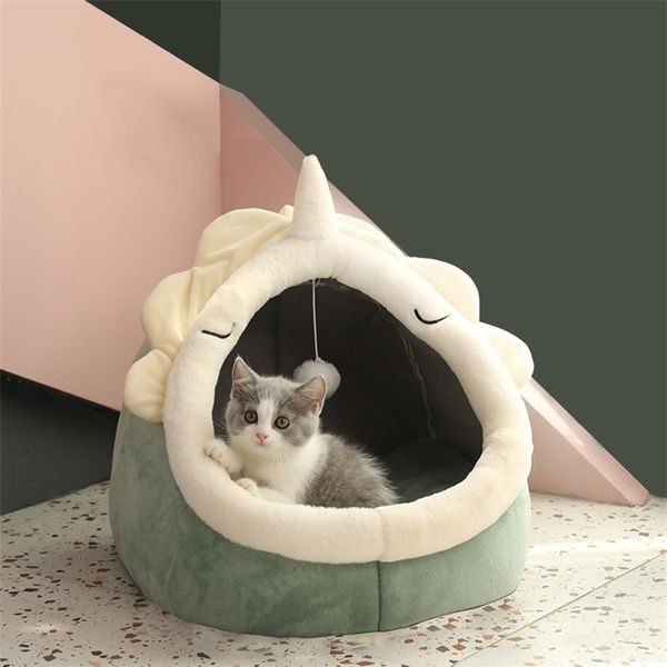 Kedi Evi Sıcak Yatak Yumuşak Küçük Köpek Mat Pet Sepet Rahat Yavru Kötü Lounger Yastık Yıkanabilir Kanepe 211006