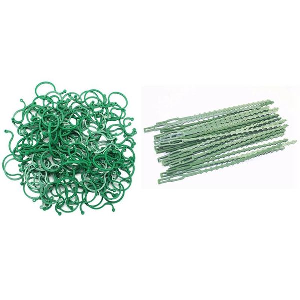 

1set reusable garden plastic plant cable ties & 200 pcs support clips storage bags