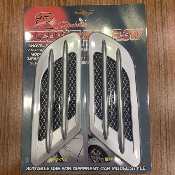

2pcs chrome tone self-adhesive air flow vent fender side decor sticker for car