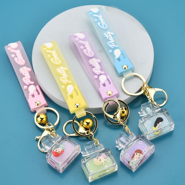 

creative personality lovely liquid sand mermaid perfume bottle key chain red ins package pendant gift. c0123, Silver