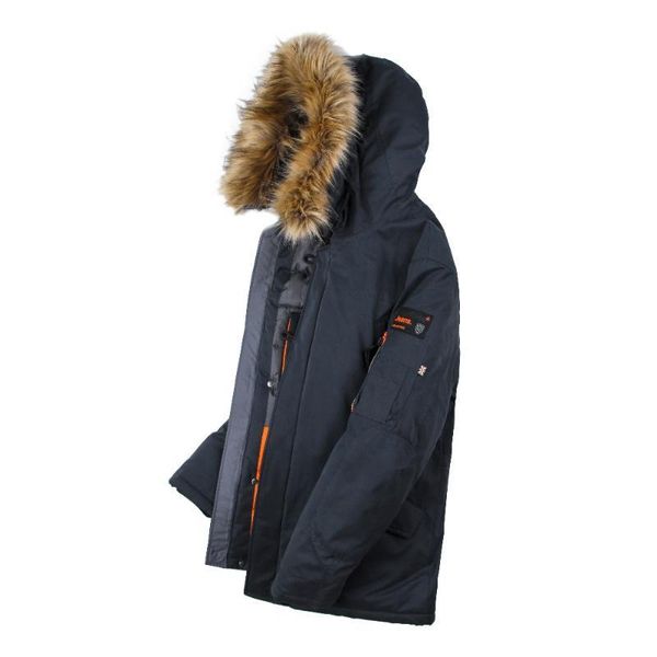 

men's down & parkas men padded parka cotton coats winter jacket mens fashion coat thick artificial fur o73k, Black