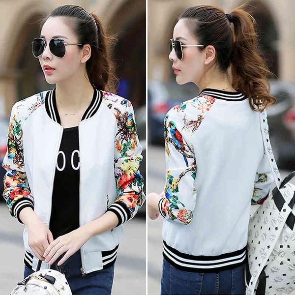 

bomber women's fashion summer print long sleeve basic jacket coats women casual thin slim female jackets clothes, Black