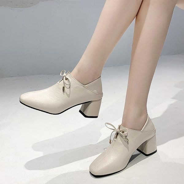 

dress shoes spring women 2021 genuine leather women's pointy thick heel fashion bow large size, Black