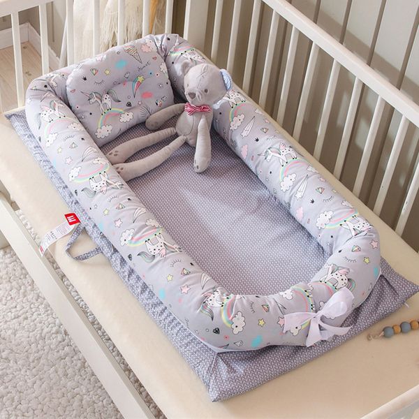 

qwz new portable baby bionic bed cotton cradle baby bassinet bumper folding sleep nest for toddler newborn play mat travel bed