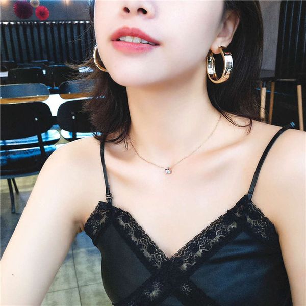 

cool wind female korean temperament versatile personality net red face thin circle earrings atmosphere boastful tide, Black