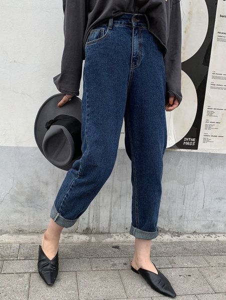 

dazy high waist mom jeans z1z5#, Blue