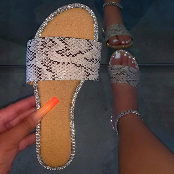 

slippers women shoes casual flats sandals snake pattern plus size cross summer 2021 beach ladies, Black