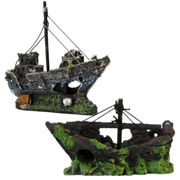 

ship boat view aquarium rockery hiding cave tree fish tank ornament decoration creative underwater bridge landscape 50mc7 decorations