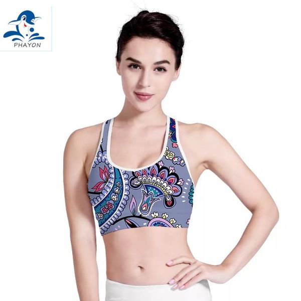 

yoga outfit phayon sports bra women ethnic tribal pattern fitness gym seamless crop shockproof vest running sport