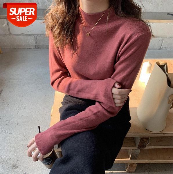 

huang zheng multicolor basic half high neck bottoming sweater female korean version was thinner with m1548 #9i7u, Black;gray