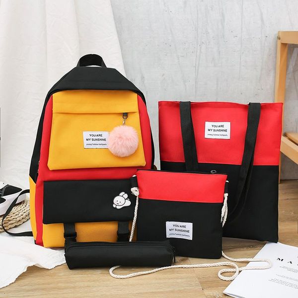 

backpack candy colour woman bag women 2021 3set men's neck women's trend cute ladies hand bags with short handles