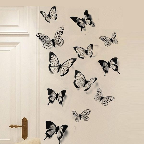 

wall stickers 12/24pcs 3d crystal butterfly sticker beautiful butterflies art decals home decor wedding decoration on the