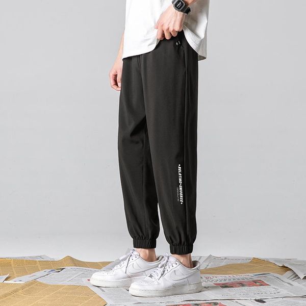 

summer trousers men's jogging pure color versatile plus pants, Black