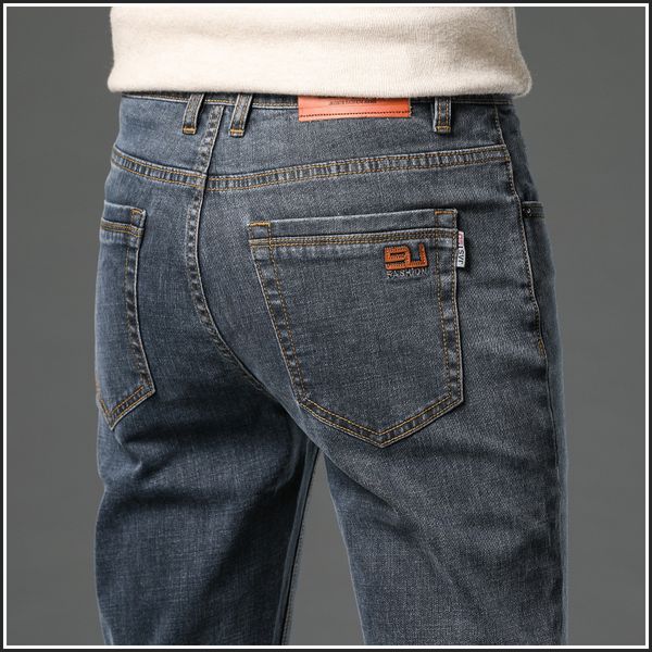

2021 jeans slim high end loose straight spring and autumn casual men's pants, Blue
