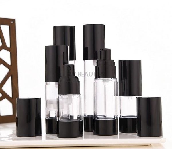 

storage bottles & jars 15ml 30ml 50ml 80ml 100ml 120ml empty black airless pump dispenser bottle refillable lotion cream vacuum spray atomiz