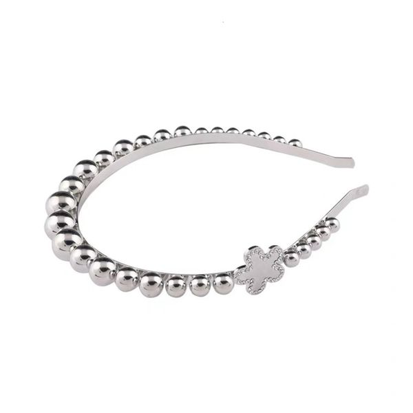 

same black cool girl pearl flower hoop design metal headdress sweet, Black;brown