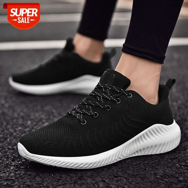 

spring and summer men's shoes breathable white lace-up flying mesh large size running trend casual #7s59