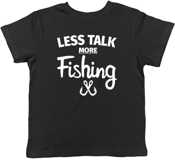 

less talk more fishing childrens kids t-shirt boys girls men's t-shirts, White;black