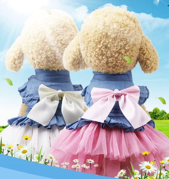 

dog apparel cute clothes denim dress skirt clothing small cat spring summer comfortable supplies