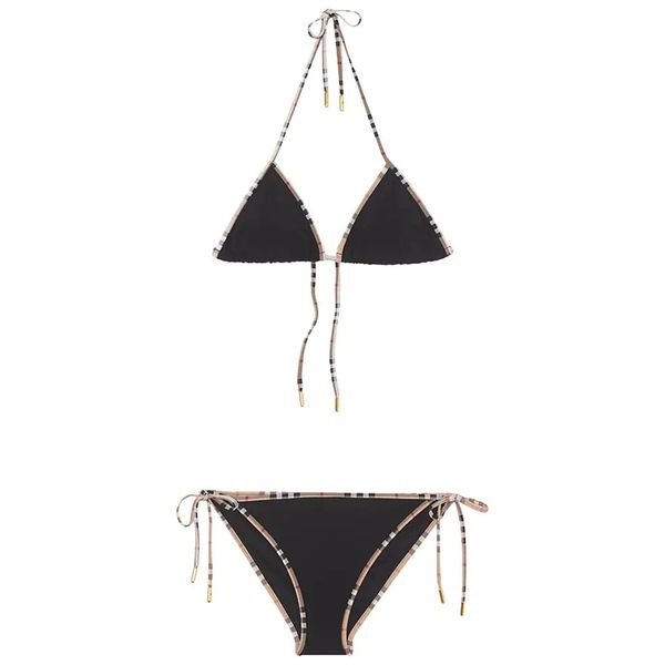 Sma7 Costume da bagno da donna Bikini sexy alla moda Nero Costume da bagno diviso per la famiglia con stampa floreale a tre punti Costume da bagno rosso netto di design da donna