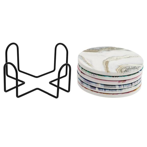 

mats & pads marble pattern coasters round cup absorbent (assorted color)