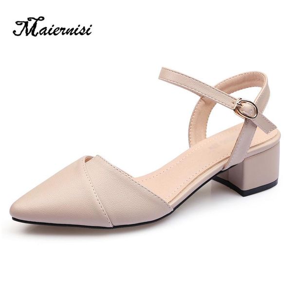 

fashion pointed toe women sandals low-heel 4cm high heels party woman shoes flock buckle pump, Black