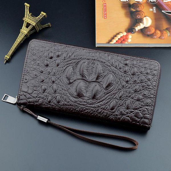 

wallets men's wallet long crocodile pattern 2021 zipper clutch bag business large-capacity phone 586, Red;black