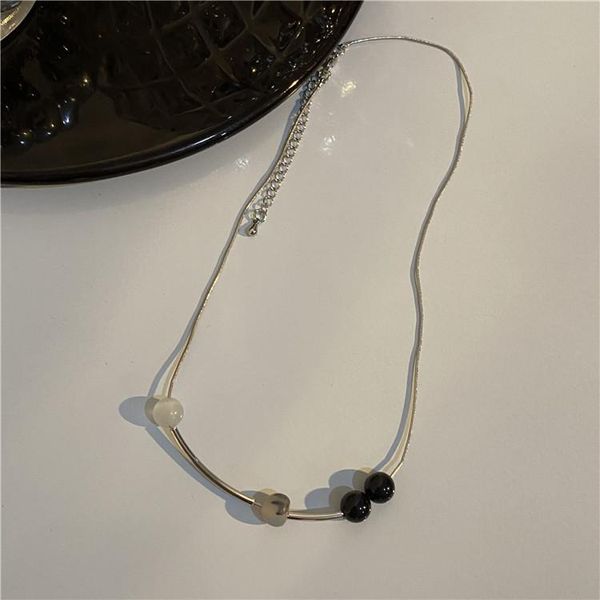 

chains ink opal retro collar cold wind niche design sense punk style wild clavicle chain necklace female, Silver