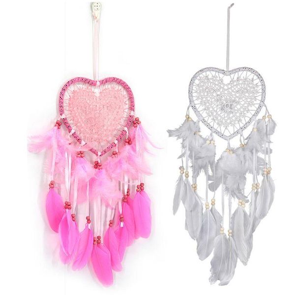

decorative objects & figurines qx2e handmade dream catcher feather beads heart car hanging decoration ornament gift craft dreamcatcher wind