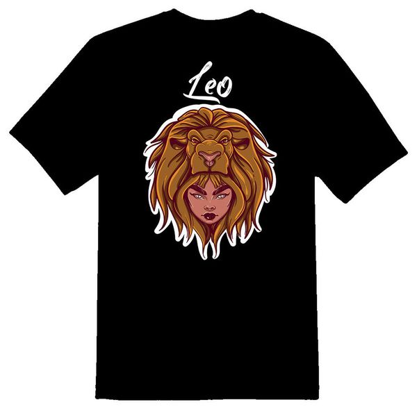 

black or white tee leo lion girl, White;black