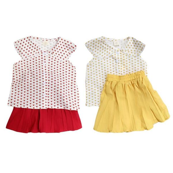 

clothing sets girl suit summer style doll collar sleeveless lapel shirt baby chic skirt soft and breathable, harmless to children's ski, White