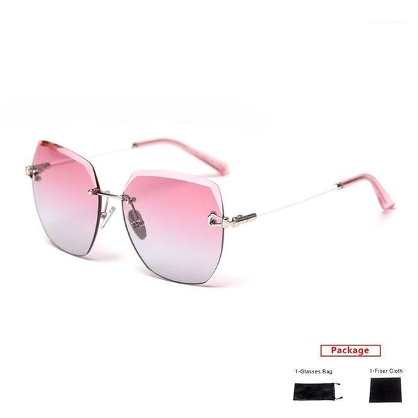 

mimiyou polarized rimless women's sunglasses oversized sharp novel glasses men sun women brand uv400 eyeglasses shades, White;black