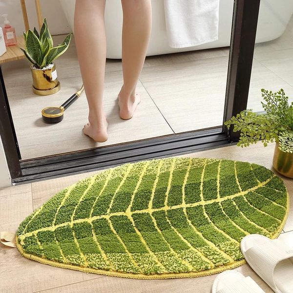 

green leaves design mat soft tpe bath doormat anti-slip carpet for living room kitchen bathroom bedroom rugs carpets