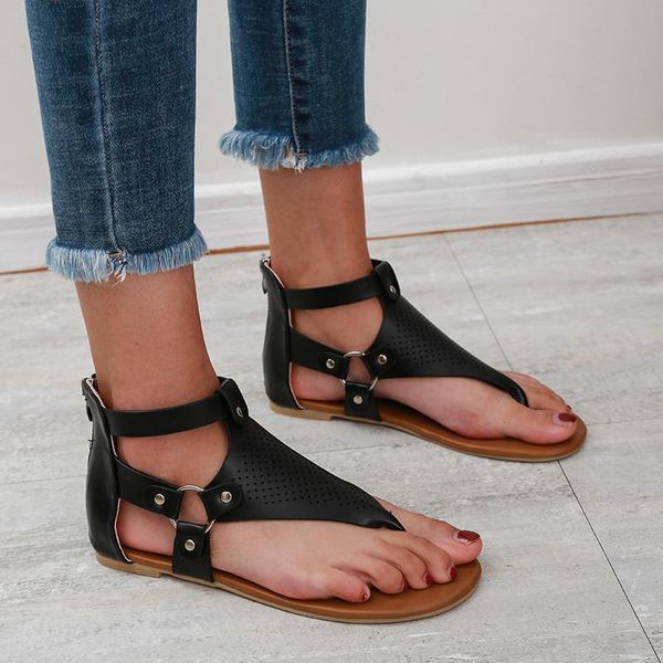 

spring and summer large size 35-43 women gladiator sandals explosions women's roman pu buckle girls, Black