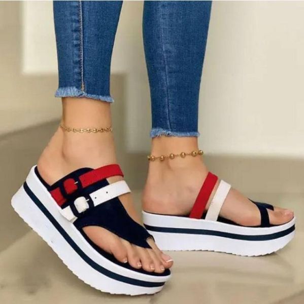 

summer women fashion wedges sandals beach casual female platform peep toe sling shoes lady mixed colors buckle, Black
