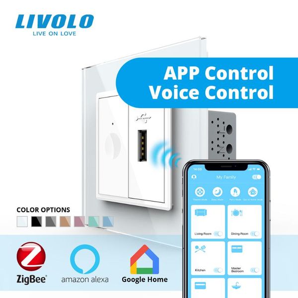 

smart home control livolo eu standard 2gang wall touch button switch with usb 2.1a plug socket,cross control, phone charge, up down stair de