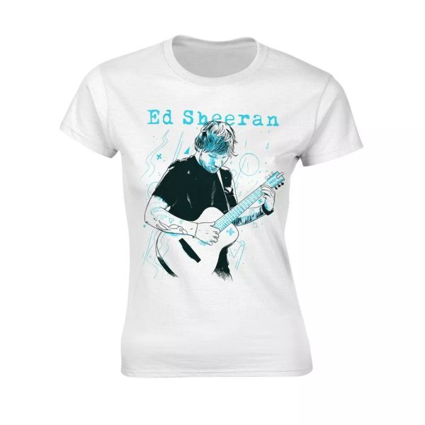 

ladies ed sheeran acoustic guitar divide official tee t-shirt womens, White;black