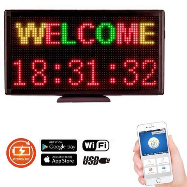 

display portable led open sign tableadvertising lighting programmable wifi controlled board rechargeable dc5v