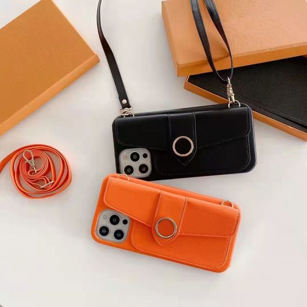 

luxury designer lanyard crossbody phone cases for iphone 13 12 11 pro max xr x xsmax 7 8 plus fashion pu leather protection shell