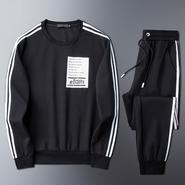 

men's tracksuits side webbing sports suit casual european and american english printing women's trousers pants two-piece trend, Gray