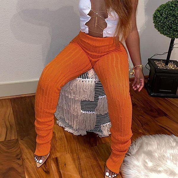 

autumn winter ribbed stacked leggings women casual mid waist split joggers pants skinny pantalones mujer women's & capris, Black;white