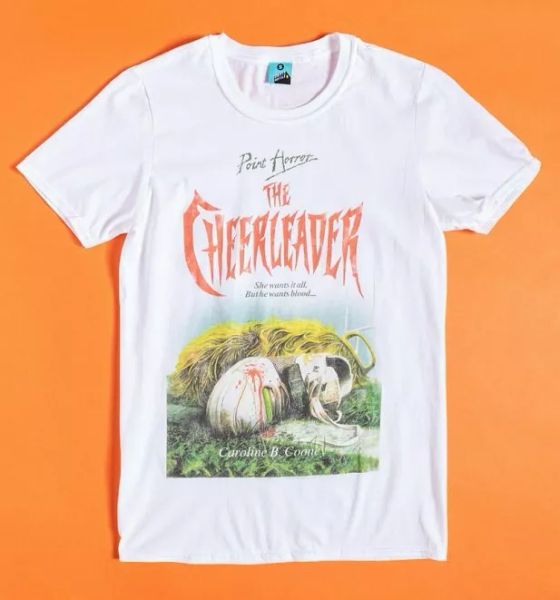 

point horror the cheerleader white t-shirt, White;black