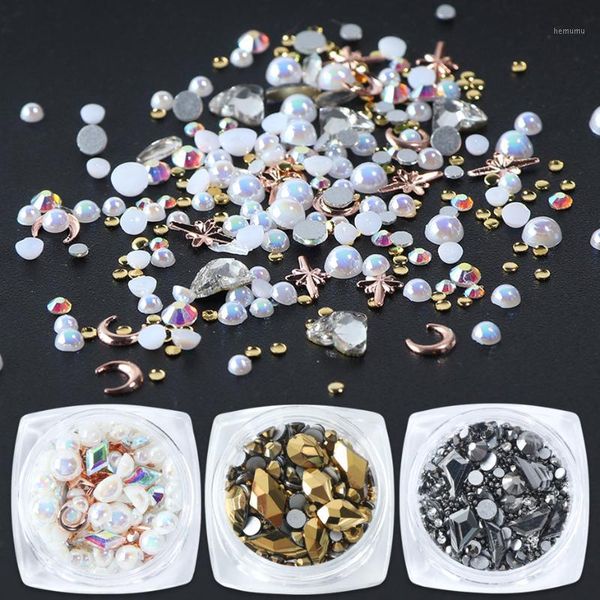 

mix sizes crystal ab rhinestones nail art decorations charm flatback glitter beads jewelry stones manicure accessories la10181, Silver;gold