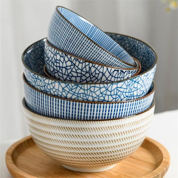 

bowls japanese style ceramic under glazed ramen bowl porcelain large soup noodle restaurant household retro rice dinnerware