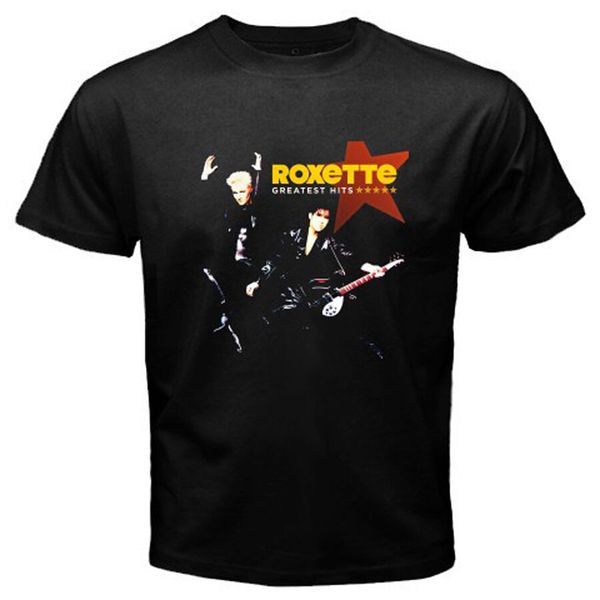 

roxette band logo men's black t-shirt size s-3xl 100% cotton, White;black