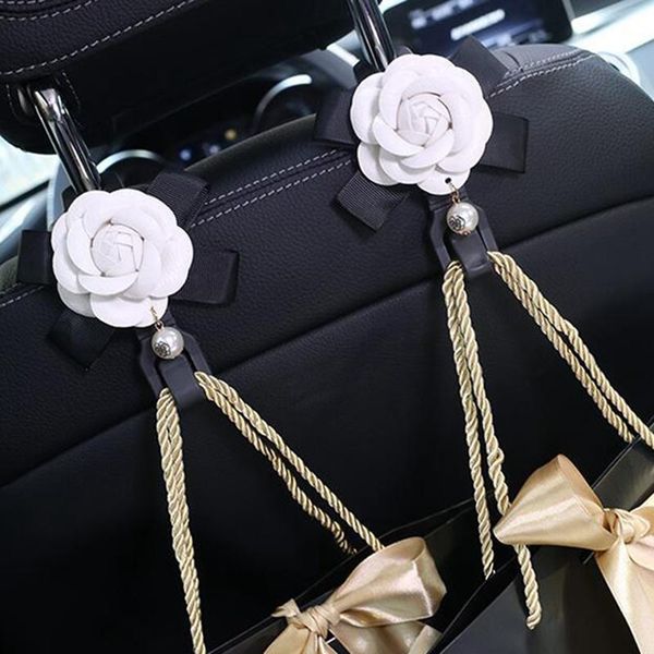 

car organizer 2pcs camellia flowers seat back hooks storage hanger auto headrest hook clips holder interior accessories