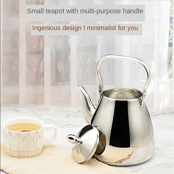 Sanqia Hohe Qualität Einfache Stil Edelstahl Lift Topf Metall Teekanne Mit Filter Tee Wasserkocher Sieb Infuser 210621