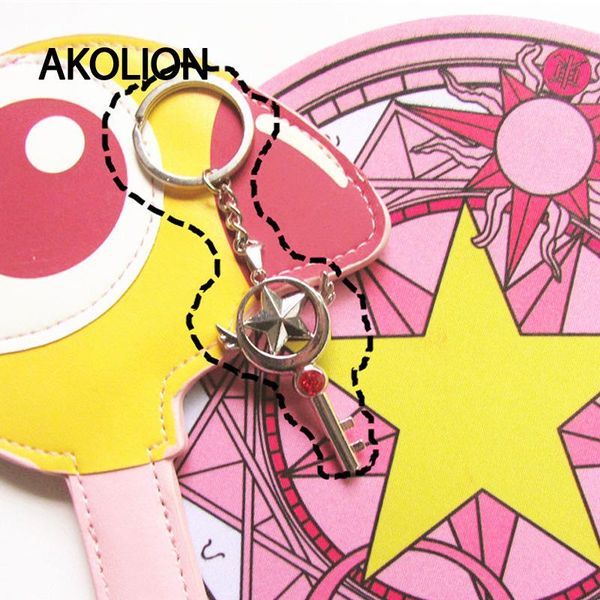 

keychains arrival card captor sakura silver hollow out keychain key rings for women girls long magic sticks creative pendant