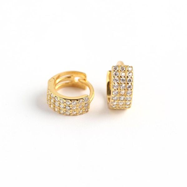 

hoop & huggie luxury dainty genuine 925 sterlling silver pave cz diamond crystals zircon band chunky small earrings for women gift, Golden;silver